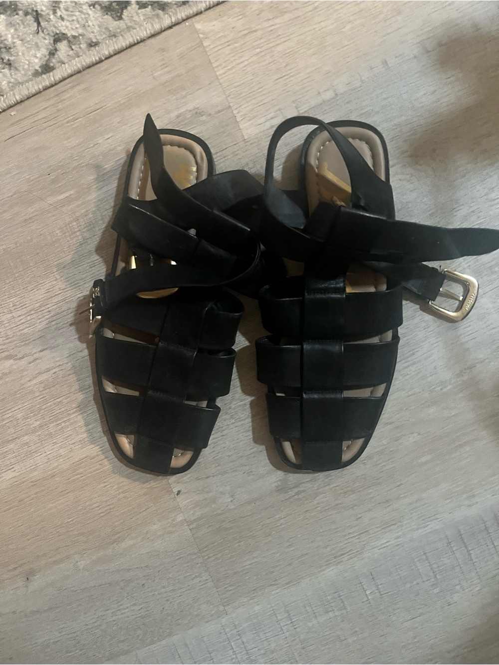 Sam Edelman Black Woven Strappy Fisherman Sandals